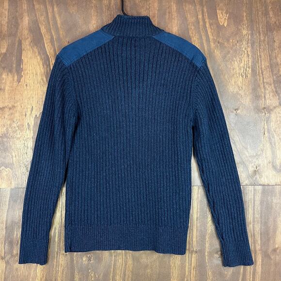 Field & Stream Mens Sweater Blue Heavy Knit Reinforced Shoulders 1/4 Zip Large - Picture 11 of 13